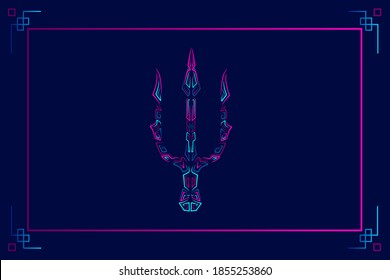 Trident spear fork line art colorful logo design. Abstract vector illustration. 
