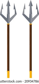 Trident Speer, Illustration, Vektorgrafik auf weißem Hintergrund.