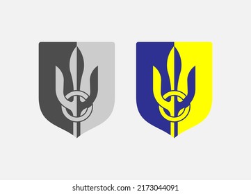 Trident Spear Isolated Shield Background Logo Design Template