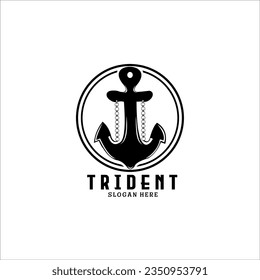 Trident Spear of Poseidon Retro Logo Design