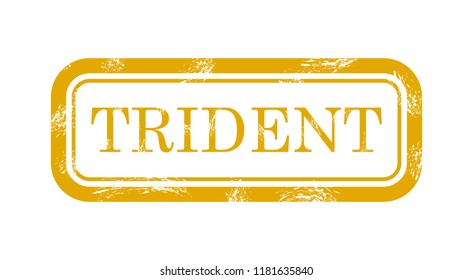 Trident square grungy stamp Vector illustration