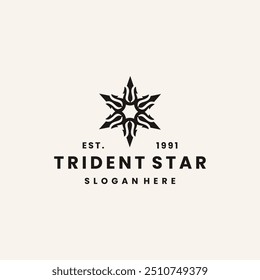 Trident star logo vector hipster vintage icon illustration