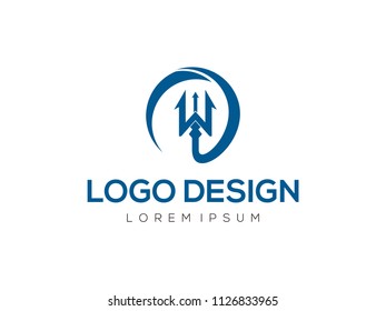 Trident strength circle brand icon vector template logo