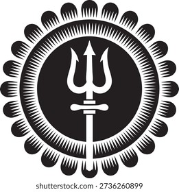 Trident Symbol in Circular Mandala Style Hindu Icon