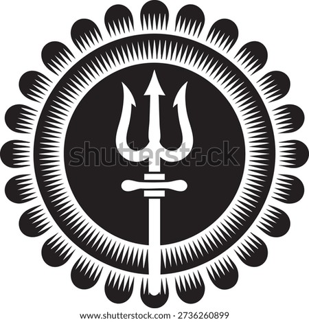 Trident Symbol in Circular Mandala Style Hindu Icon