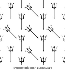 Trident Symbol Icon Seamless Pattern Vector Art Illustration