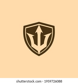 trident symbol on shield design	
