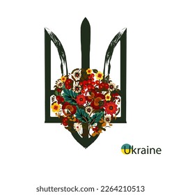 Trident.  Symbol der Ukraine.  ukrainische Blumenarrangements. 