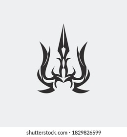 Trident tribal graphic vector design, trishul tattoo tribal design.