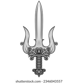 trident trisula Vektor florale ethnische Pagar nusa pencade Silat NU