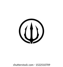 Trident, Triton logo design with circle shape. vector illustration
