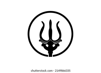 Trident, Triton Logo Design mit Kreisform. Vektorgrafik