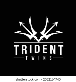 trident twins, trident doubble logo vector image
