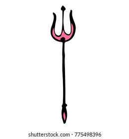 Trident vector illustration. Doodle style. Design, print, decor, textile, paper