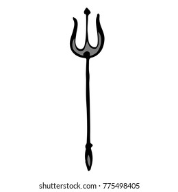 Trident vector illustration. Doodle style. Design, print, decor, textile, paper