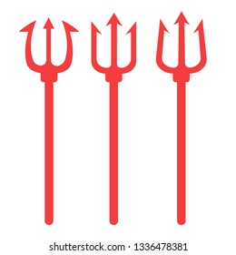 Trident vector illustration. Pitchfork devil set. Trident devil icon