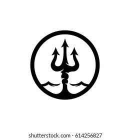 Símbolo de signo aislado de ilustración del logotipo vectorial tridente. Icono pictograma para gráficos web