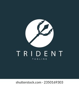 Logotipo de arma tridente, vocal vectorial del rey Poseidon Neptune, diseño de plantilla de símbolo