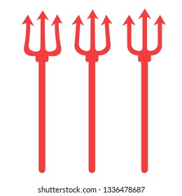 Tridents harpoons. Pitchfork devil set. Trident devil icon