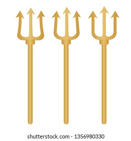 Tridents harpoons. Pitchfork devil set. Trident devil icon