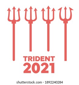 Tridents harpoons. Pitchfork devil set. Trident devil icon