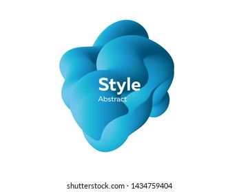 Tridimensional futuristic blue abstract element. Abstract modern graphic element. Dynamical colored forms. Gradient abstract banners with 3D flowing shapes. Template for design of logo, flyer or slide