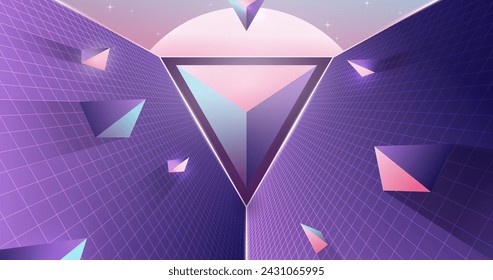 Tridimensional geometric retro futuristic background vector design in eps 10