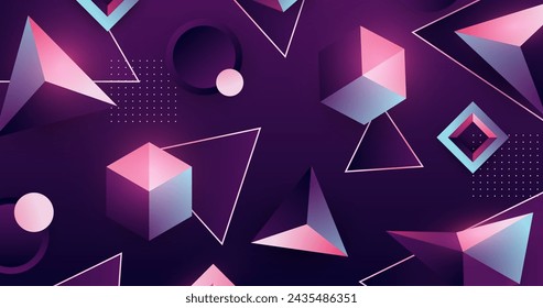 Tridimensional geometric retro futuristic background vector design in eps 10