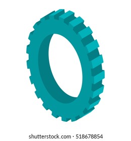 tridimensional silhouette blue gear wheel icon