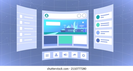 Tridimensional virtual screens user interface, digital workspace and VR concept