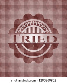 Tried red badge with geometric pattern background. Seamless. Tried red badge with geometric pattern background. Seamless.