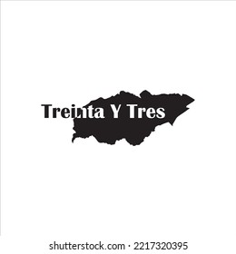 Trienta Y Tres map and black lettering design on white background