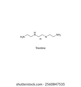 Trientine flat skeletal molecular structure chelator drug used in Wilson’s disease treatment. Vector illustration scientific diagram.