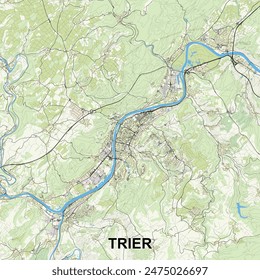 Tréveris, Alemania mapa poster art