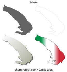 Trieste blank detailed outline map set