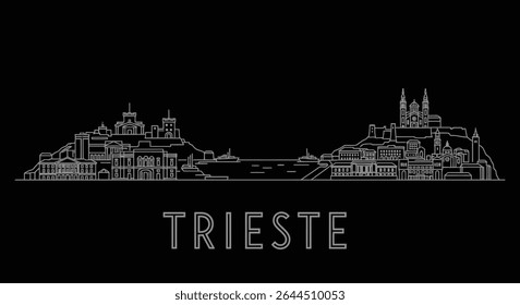 Trieste Skyline com Itália Arquitetura Outline.