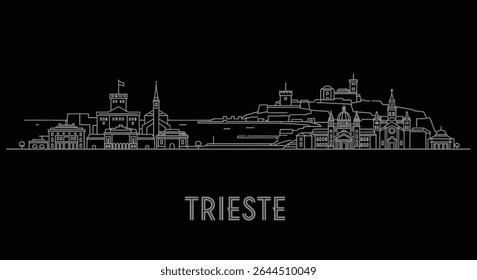 Trieste Skyline Italy Line Art Mínimo.