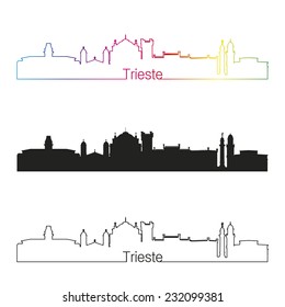 Trieste skyline linear style with rainbow in editable vector file