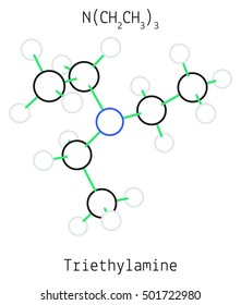 Triethylamine C6H15N molecule isolated on white