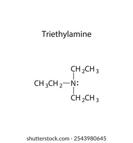 Diagrama de estrutura esquelética de trietilamina.Molécula orgânica molécula composta ilustração científica.