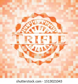 Trifle abstract emblem, orange mosaic background