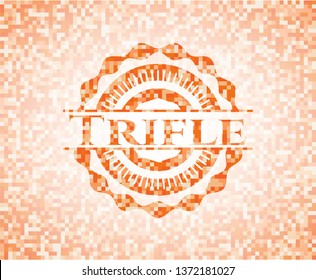 Trifle abstract orange mosaic emblem with background