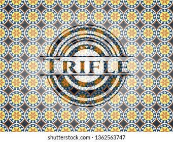 Trifle arabic emblem background. Arabesque decoration.