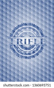 Trifle blue emblem with geometric pattern background.