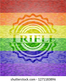 Trifle emblem on mosaic background with the colors of the LGBT flag