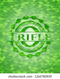 Trifle green emblem with triangle mosaic background