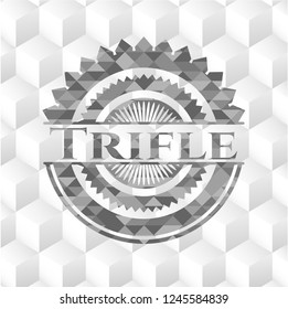 Trifle grey badge with geometric cube white background