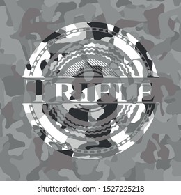 Trifle grey camo emblem. Vector Illustration.