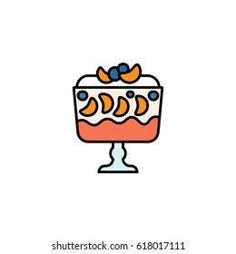 Trifle Icon. Tasty Dessert With Cream And Fruits. 