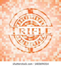 Trifle orange tile background illustration. Square geometric mosaic seamless pattern with emblem inside.